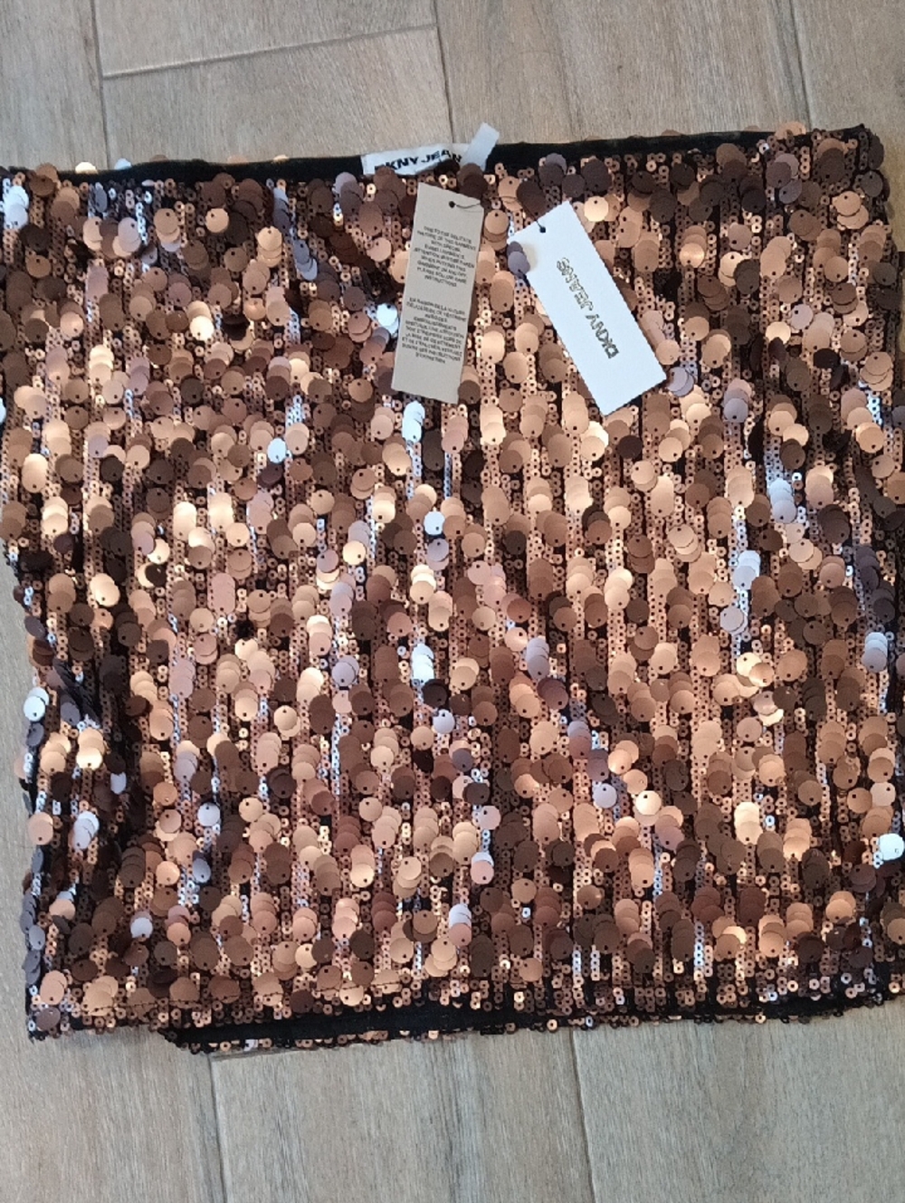 DKNYC Rose Gold Sequin Mini Skirt